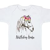 Girls 1st Birthday Babe誕生日Onesie Boho水彩Horse First Birthday Girl カラー: ピンク
