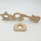 Kissteether 8個赤ちゃんの木製のTeetherギター五芒星の星の車のカメラ自然な歯のぬいぐるみ有機的な環境に優しいホルダー看護木のネックレス/ブレスレット赤ちゃんのギフト (木製カラー8個