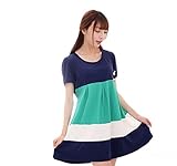 Tresor マタニティ 産前 産後 妊娠 初期 中期 後期 綿 素材 柔らかい生地 ゆったり 半袖 ワンピース 保温性抜群 紐調節 可能 TRAP-152901　グリーンXL