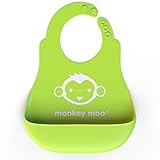 Monkey Moo Soft Silicone Wipe Clean Waterproof Baby Bibs - BPA Free - FDA Approved - Enhance Your Ba