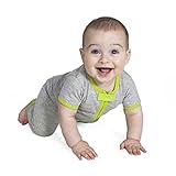Baby Deedee Short Sleeve 1 Piece Footless Romper Pajama, Heather Gray Lime, 3-6 Months by baby deede
