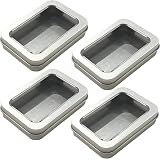 オーディオファン スチール缶4個セット メタル収納ケース 小物入れ 中身が見える 8.8cm×6cm×1.8cm 収納が楽しくなる、ミニ缶ボックス