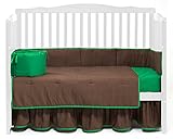 Baby Doll Bedding Solid Reversible Crib Bedding Set, Brown/Green by BabyDoll Bedding