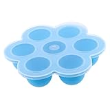 Prettyia 　安全シリコン　赤ちゃん　ベビー　離乳食保存コンテナ　小分け　トレイ　フード冷凍保存皿　6色選べ - 青