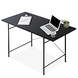 パソコンデスク デスク 2口 コンセント穴付き 頑丈構造 スチール脚 ワイド天板 オフィスデスク 幅120cm ブラック