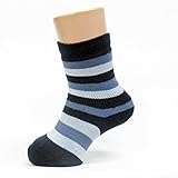(グレェド) Groedoキッズ ソックス 裏パイル サイズ1-2 ( 12 ～ 14 cm) 紺 ・ 青 ・ 水色 ストライプ オーガニックコットン
