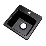 Dekor Sinks 27199Q Duxbury Composite Granite Prep Sink with One Hole, 16", Black [並行輸入品]