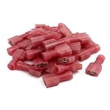 uxcell 絶縁圧着端子　ナイロン製　レッド　22-16AMGワイヤ　 30個入り