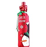 Doitsa 不織布 可愛い クリスマス ギフト ボトルセット クリスマス用品 雪だるま ワインシャンパンボトル 贈り物 ビールボトルセットクリスマスの装飾 赤