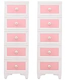 陶器の取っ手付き　猫脚チェストシリーズ　5段　ピンク  ピンク