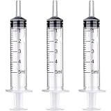 TOUFEIYUAN 注射器 5ml シリンジ キャップ付き パック 液体測定シリンジツール個別に密封された。科学実験室、給餌ペット、オイルまたは接着剤アプリケーター用 (5ml-3枚)