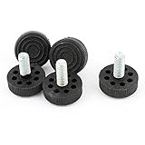 uxcell レベリングフット　アジャスタブルスレッドメタルロッド　黒いプラスチック製　M8x20mm　5個