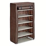 タンスのゲン シューズラック 幅60 6段 カバー付き ロータイプ 組み立て品 ブラウン 22600001 BR