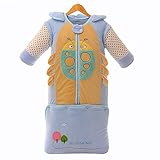 エルフ ベビー(Fairy Baby)ベビーカバーオール 新生児ロンパース カバーオール 前開け 秋冬 厚い 長袖取り外す 寝冷え防止 90cm 虫柄 ブルー