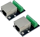 ANMBEST 2個のRJ45イーサネットシングルマザーコネクタ配線板、2.54 mmピッチシールドRJ45ねじ端子ボードネットワークアダプタ端子