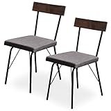 LOWYA （ロウヤ） ダイニングチェア チェア単品 2脚セット リビングチェア ビンテージ風 天然木背もたれ ダークグレー 新生活