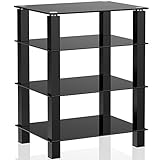 FITUEYES テレビ台 オーディオラック 強化ガラス 4段 オープン 黒 AS406002GB