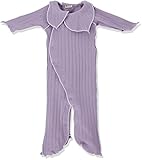 yuga☆妖精ロンパース 長袖 ラベンダー染め 60cm オーガニックコットン100% 天然染め ベビー 服 子ども服 キッズ 女の子 男の子 兼用 ボディ カバーオール 長袖 出産祝い プレゼント 