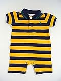 ラルフローレンRalph Laurenベビー男の子半袖ボーダーカバーオール（イエロー/ネイビー）6ヶ月用60cm70cm [ウェア&シューズ]