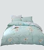 ライトブルーの羽毛布団のカバー完全な簡単なケアの寝具セット枕と刺繍デザインの非鉄キルトカバー（シングルダブルクイーン）,160*210Cm