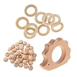 Lovoski ティースリング　リング　　ハリネズミ形状　ビーズ　木製　赤ちゃん　注目集め　約61個