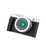 SIUTATDSH カメラハーフケース Leica D-LUX7用、ビンテージメタル本革インスタントカメラ保護ケース スタイリッシュ ポータブル 耐衝撃 (ブラック)