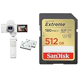 SONY(ソニー) コンパクトデジタルカメラ VLOGCAM Vlog用カメラ ZV-1II シューティンググリップキット ウィンドスクリーン付属 ズームレンズ ホワイト ZV-1M2G W + 【 サンディスク 正規品 】 SDカード 512GB SDXC Class10 UHS-I U3 V30 SanDisk Extreme SDSDXVV-512G-GHJIN 簡易デザインパッケージ