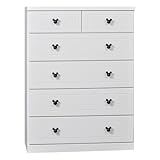 アルファタカバ ディズニー家具シリーズ セレクトミッキー 80cm幅5段ホワイト 取っ手スタンダードブラック