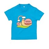 BabyChips 仲良しカタツムリ(女の子)(名入れ半袖ベビーTシャツ) 80 ターコイズ