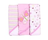 Spasilk Soft Terry Hooded Towel Set, Pink Butterfly, 3-Count by Spasilk [並行輸入品]