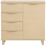 キャビネット 天然木 リビングボード 幅84cm 薄型リビング収納 /WH