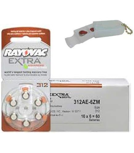 Pile Zinc-air 1.4V Lot De 60 Extra Advanced - Équivalent PR41, A312, 1.4V, Pour Appareils Auditifs Piles Auditives Rayovac 312 - 4