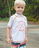 ラゲッドバッツ White w Orange Rash Guard ラッフルバッツ 男の子 こども ラッシュガードトップス 水着 スイミングプールおすすめ 紫外線防止 12-18M