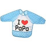 B Blesiya 子供 芸術 スモック 防水 アーティスト ペイント エプロン 食事用 長袖 青い 心