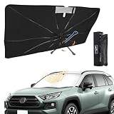 新型 RAV4 50系 専用 傘型サンシェード 車種専用設計 360°回転可能 遮光 断熱UVカット フロントガラス用 10本骨グラスファイバー ワンタッチ収納 取付簡単 収納袋付き（RAV4 50系 2019年4月-現行対応）