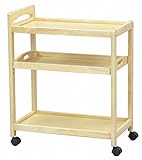 エイ・アイ・エス(AIS) 木製キッチンワゴン トレー付き ナチュラル QM-003