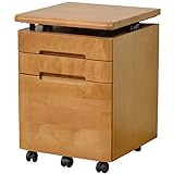 【サイドチェスト 木製】 天然木ユニットデスクシリーズ 昇降式チェスト 幅42cm ライトブラウン SL-04LB