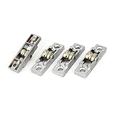 uxcell クロー ゼット ドア デュアル スライド ローラー シルバートーン 金属 置換 4個入り