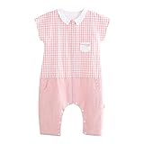 L-LIANG ベビースリーパー 寝袋 赤ちゃん寝具 新生児～3歳頃向け、ラミー綿 通気性/クール性抜群 春夏向け 出産祝いギフト (ピンク, Ｓ)