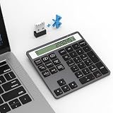テンキー 電卓 テンキー Bluetooth / 2.4Gワイヤレス 数字 キーボード 超薄型 ポータブル ディスプレイ電卓付き ブルートゥース ナンバーパッド 34キー mac テンキー 片手デバイス Windows/iOS/Android 対応 財務会計テンキーデータ入力と電卓計算 2 in 1