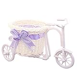 LORIA・JP 手編み三輪車形の花かご フラワーバスケットウィッカー 花瓶 飾り ギフト用 装飾用品 浅紫