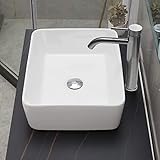 【JOMOWN混合水栓付き】 洗面ボウル 小型 洗面台 置き型 おしゃれ 洗面ボール 手洗い鉢 陶器 手洗い器 手洗いボウル 405*305*130mm（四角形）