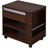 アビライト 大川家具 日本製 キャスター付 両引き引出 1段 サイドテーブル ブラウン MN0022