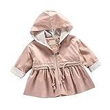 Karchi 　フート付き 　ジッパー トレンチコート 女の子 ドレスフル　韓国風 ガールズ 春 長袖　カジュアル 薄手　アウター 通学 通園 可愛い シンプル 無地 ジャケット80 90 100　1