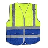 【ノーブランド 品】 作業服　　ジッパー反射テープジャケットチョッキ　　 Hi-VIS安全ベスト - XL, 黄色と青