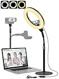 LED リングライト 8インチ WEBカメラ用スタンド 卓上 zoom ライト 1/4-20UNCインチネジ スマホホルダー付 Web会議/