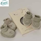 アトピーの子も安心　100％オーガニックコットン：ブーティーソックス　グリーンティ　２足セット　（0-3か月）