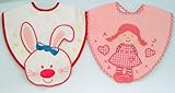 スタイ　よだれかけ　おしゃれなビブ ピンク女の子/ピンクバニーおしゃれなビブギフトセット 2枚組み
