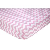Little Love by NoJo Separates Collection 6 Piece Printed Chevron Crib Sheet, Pink/White, 52 x 28 by 