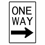 【カッティングステッカー アメリカ ワンウェイサイン（道路標識 ONE WAY） ミニサイズ 3枚組 幅約6.5cm×高約10cm】カラー：黒（ブラック）